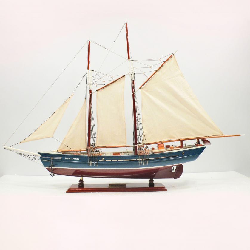Handcrafted sailing ship model of the Marie Clarisse